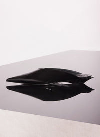 BLACK // black shiny leather fang flat  mules