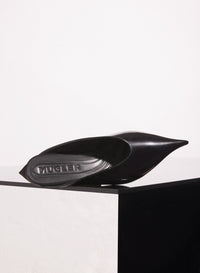BLACK SHINY LEATHER FANG FLAT  MULES
