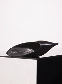 BLACK // black shiny leather fang flat  mules