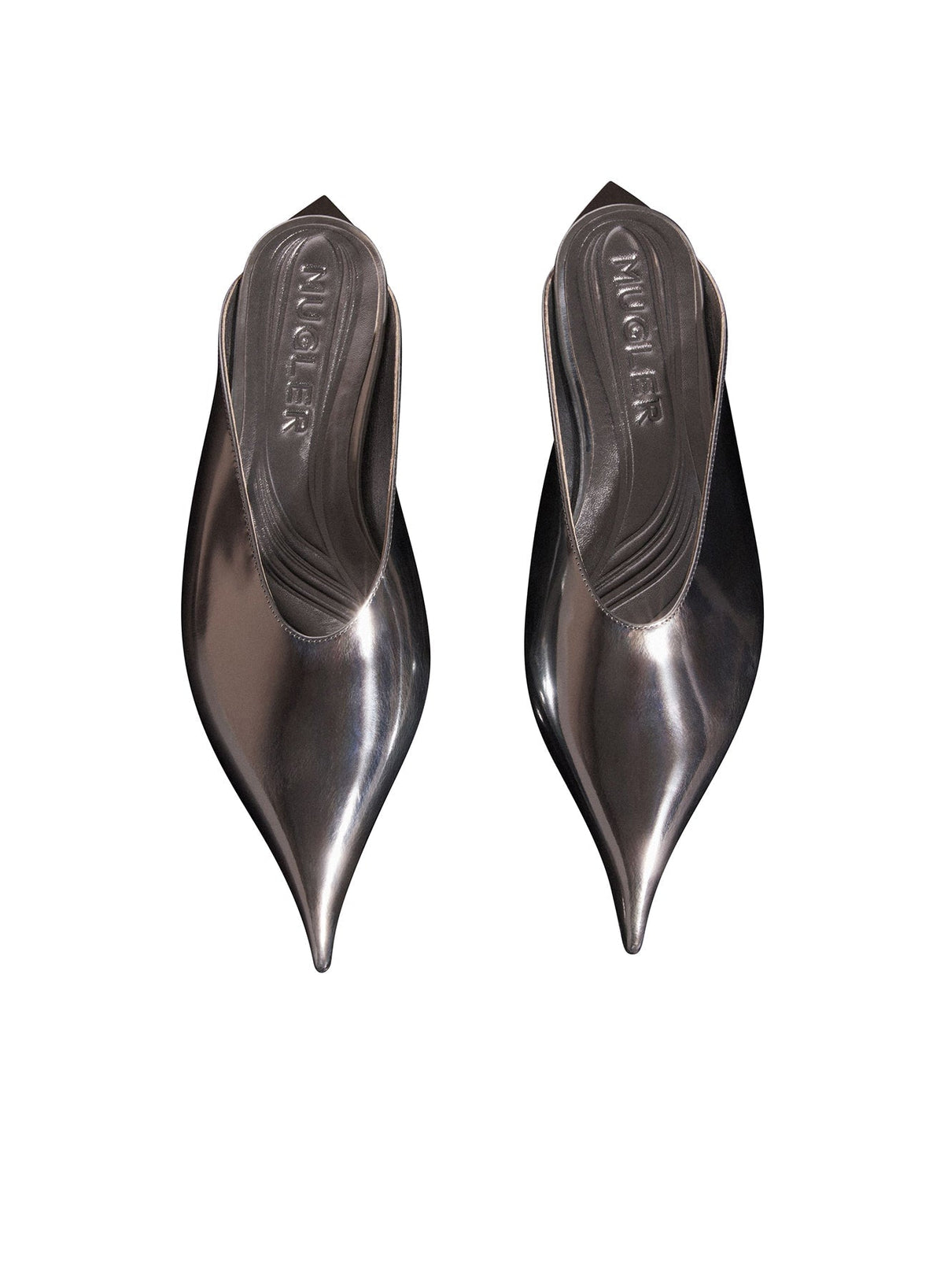 GUNMETAL // gunmetal leather fang flat mules