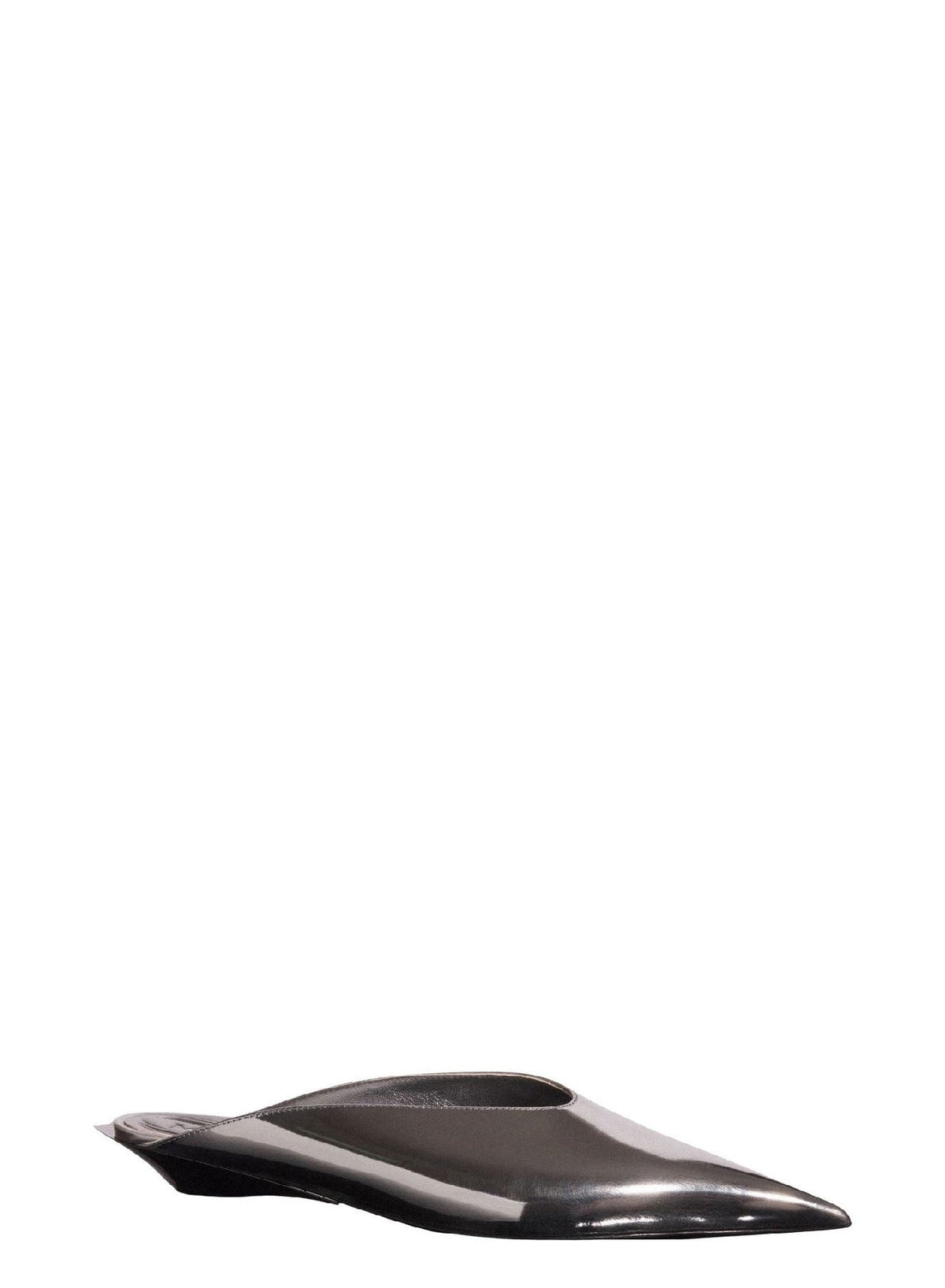 GUNMETAL // gunmetal leather fang flat mules