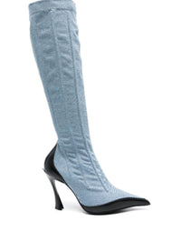 WASHED BLACK DENIM FANG 95 BOOTS