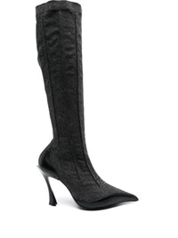 WASHED BLACK DENIM FANG 95 BOOTS