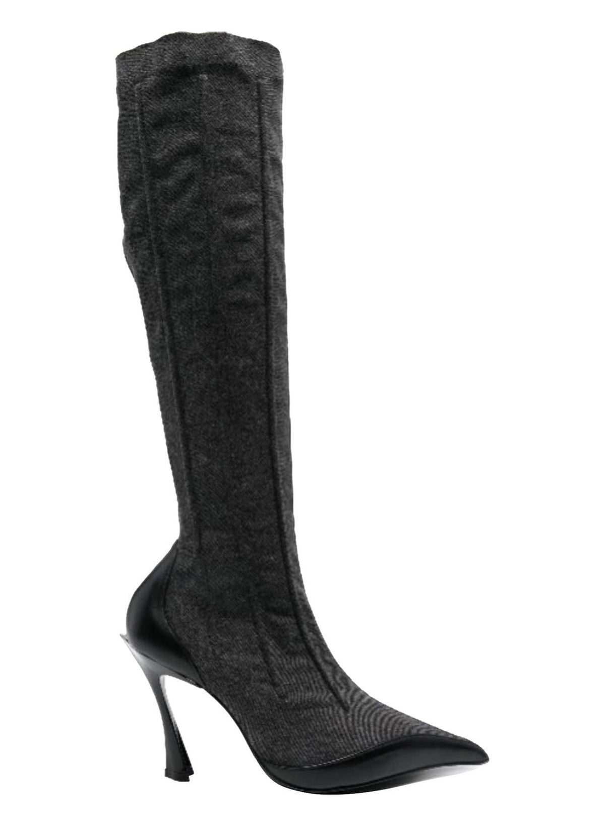 WASHED DENIM // washed black denim fang 95 boots
