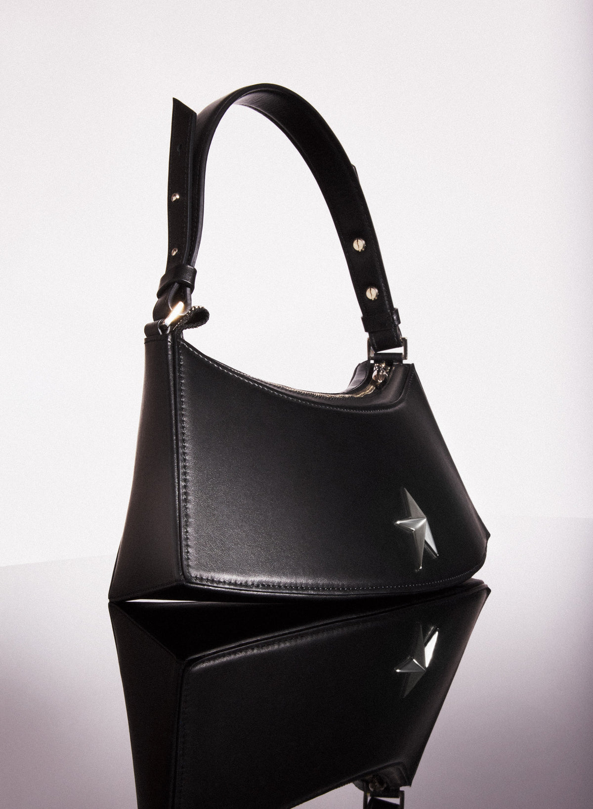 BLACK // black leather zenith bag