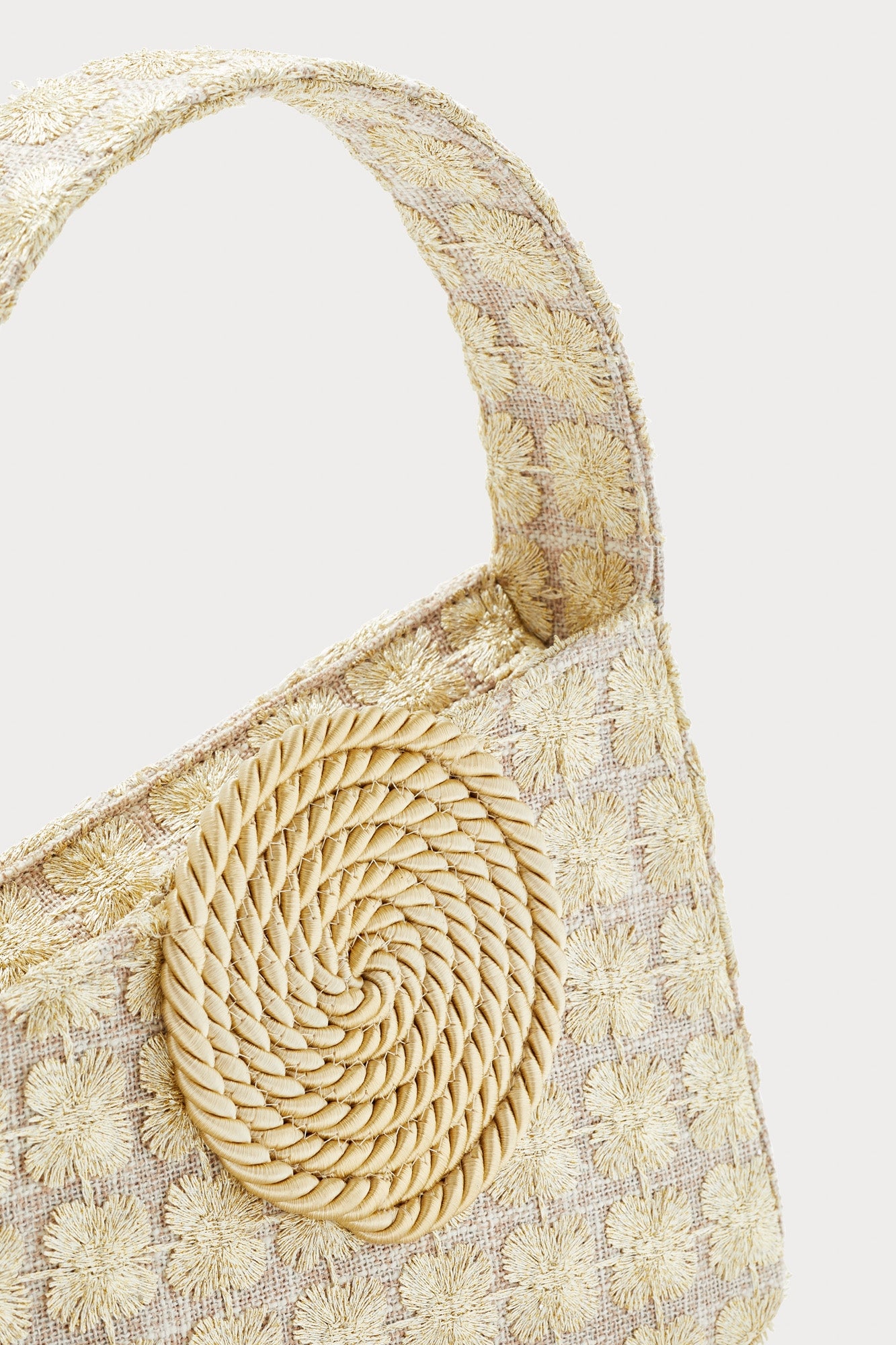 BEIGE ALBERT SMALL PASSEMENTERIE GLITTERS Sac passementerie asymétrique en cuir