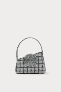 DARK GREY  ALBERT SMALL PASSEMENTERIE GLITTERS Sac passementerie asymétrique en cuir