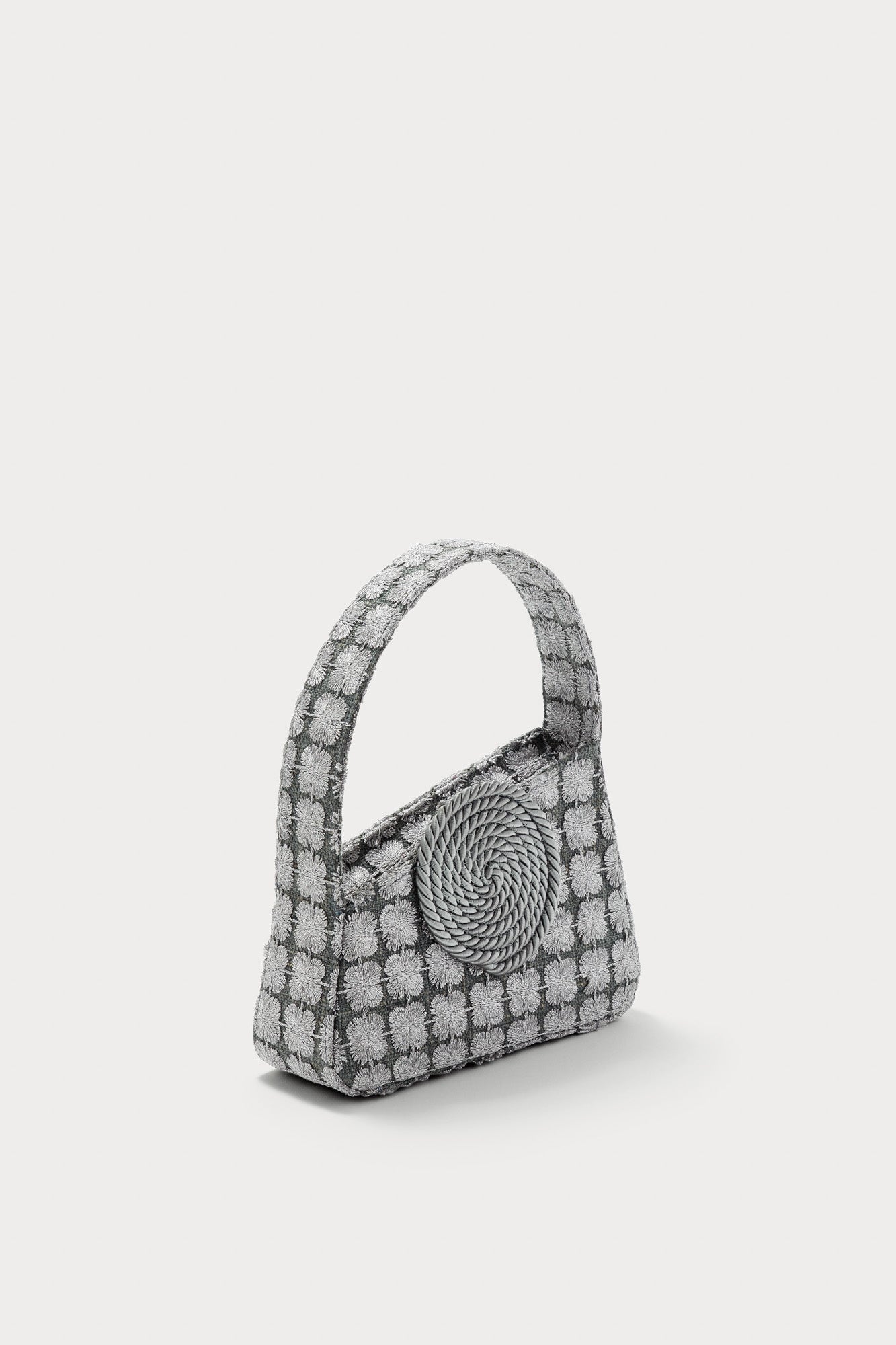 DARK GREY  ALBERT SMALL PASSEMENTERIE GLITTERS Sac passementerie asymétrique en cuir