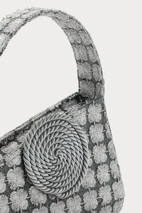 DARK GREY  ALBERT SMALL PASSEMENTERIE GLITTERS Sac passementerie asymétrique en cuir