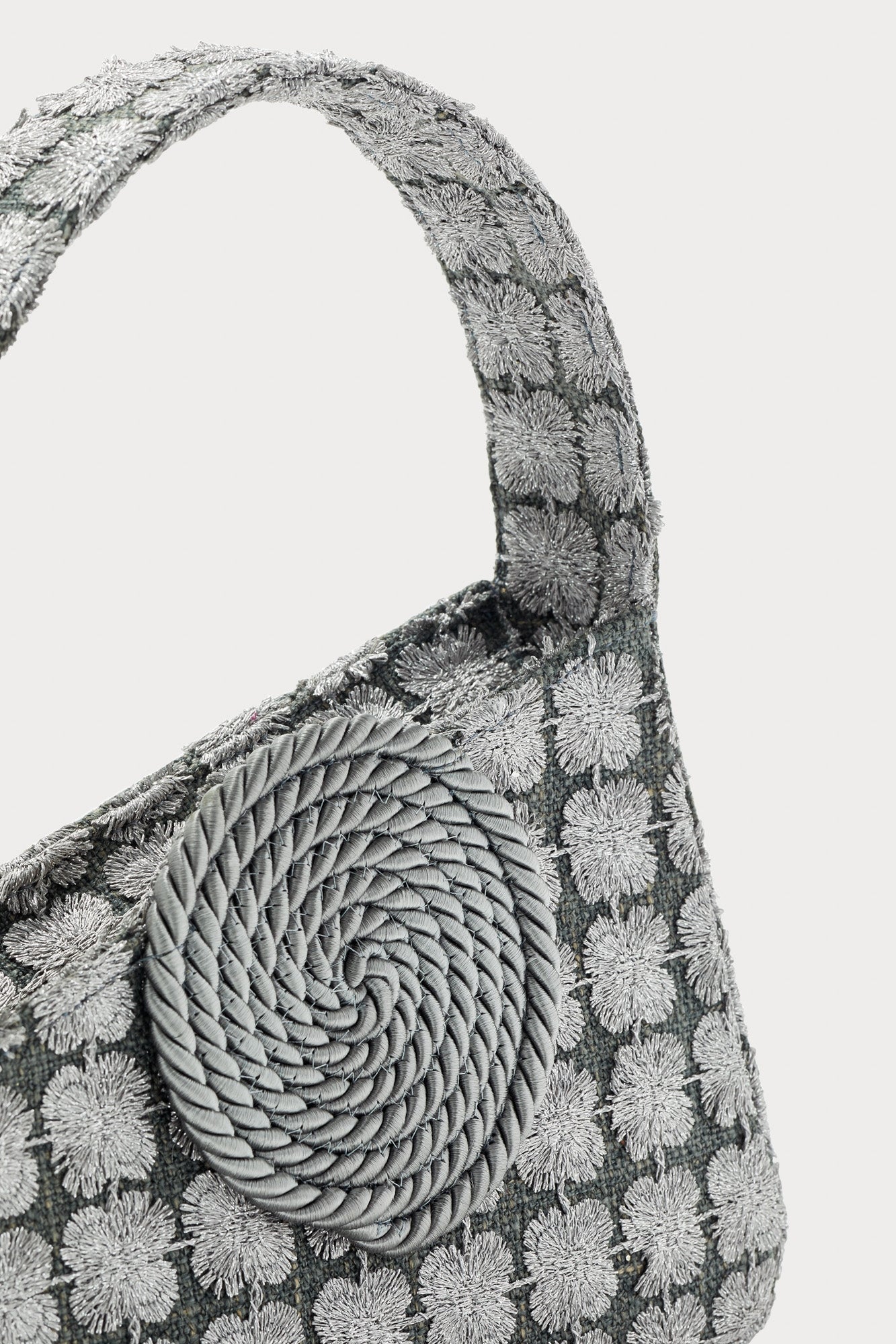 DARK GREY  ALBERT SMALL PASSEMENTERIE GLITTERS Sac passementerie asymétrique en cuir
