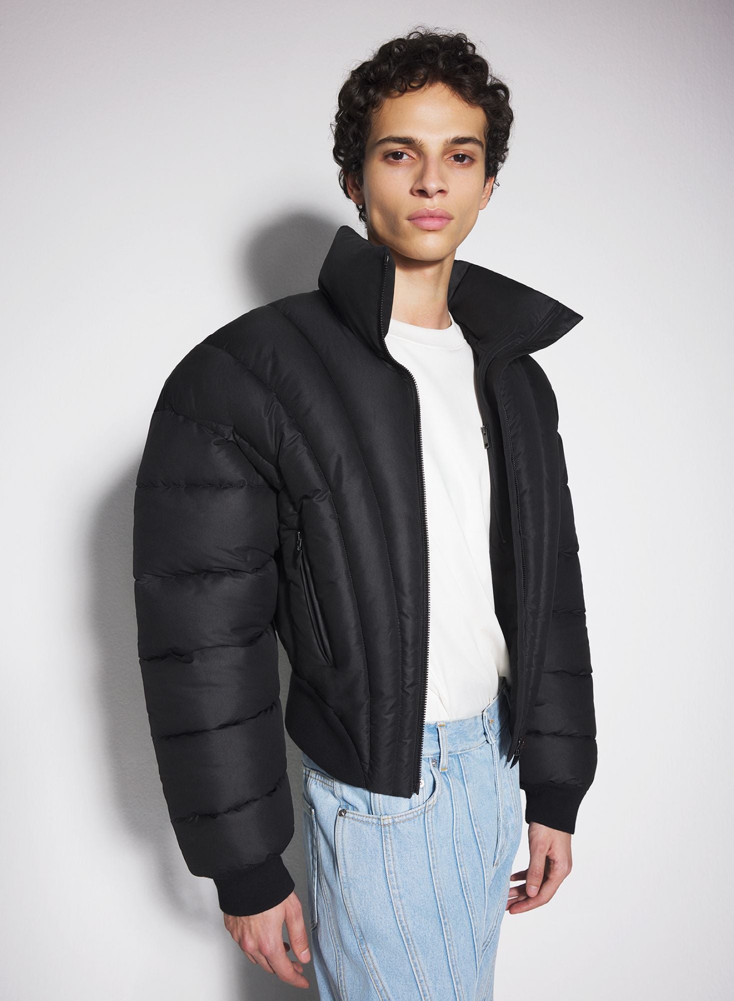 BLACK  PADDED BOMBER JACKET