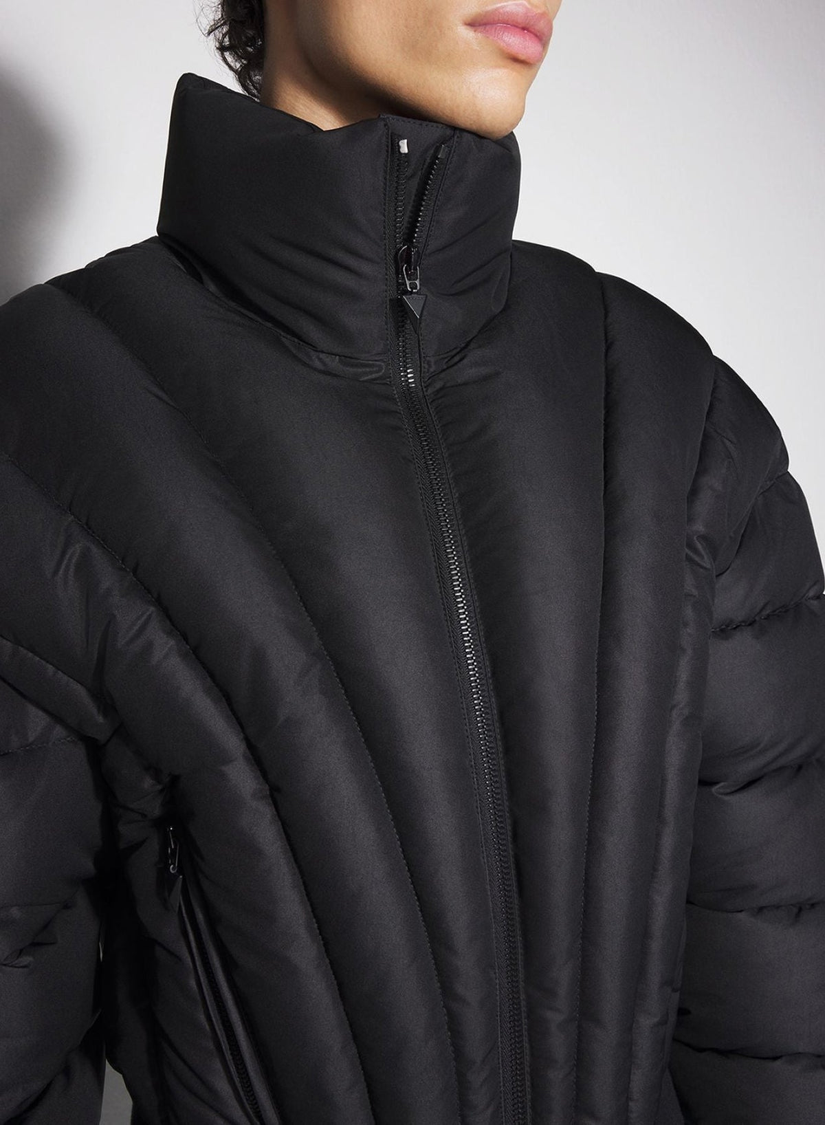 BLACK // black padded bomber jacket