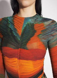 ARCHIVE PRINT ORANGE // Archive print mesh bodysuit