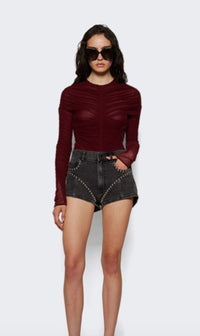BLACK RUCHED BODYSUIT