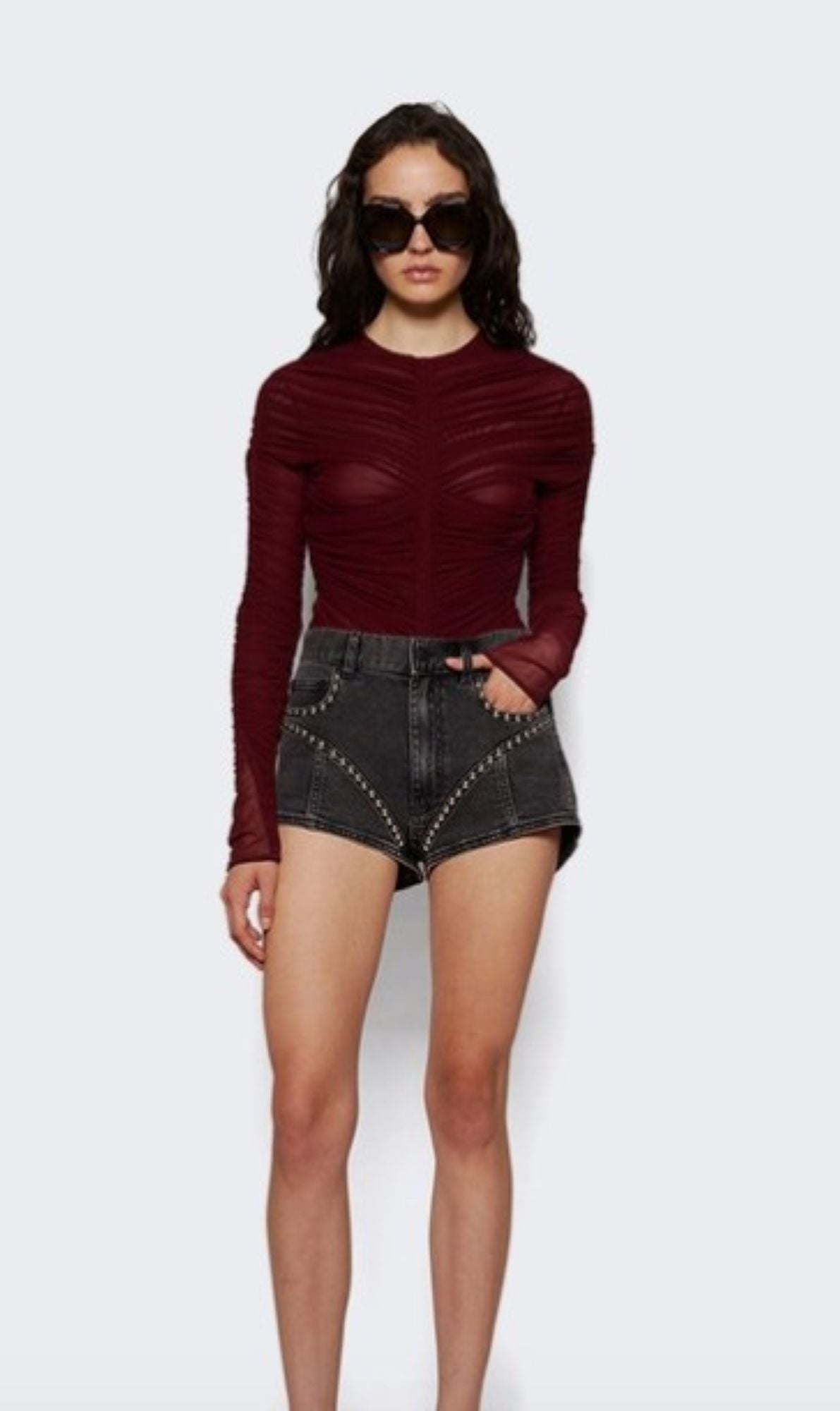 BLACK RUCHED BODYSUIT