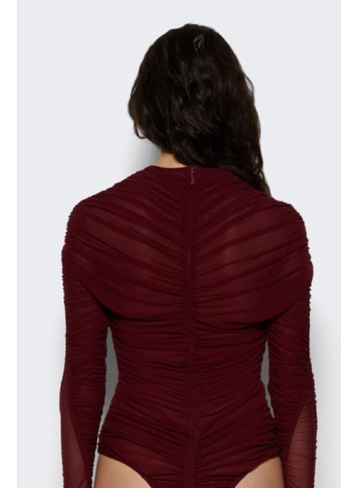 BLOOD RED // red ruched bodysuit