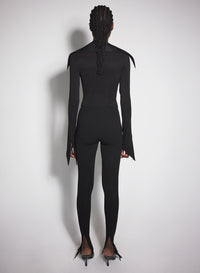 BLACK SPIKY SATIN COLLAR BODYSUIT
