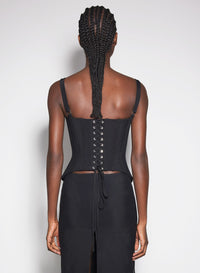 BLACK BUCKLED CORSET TOP