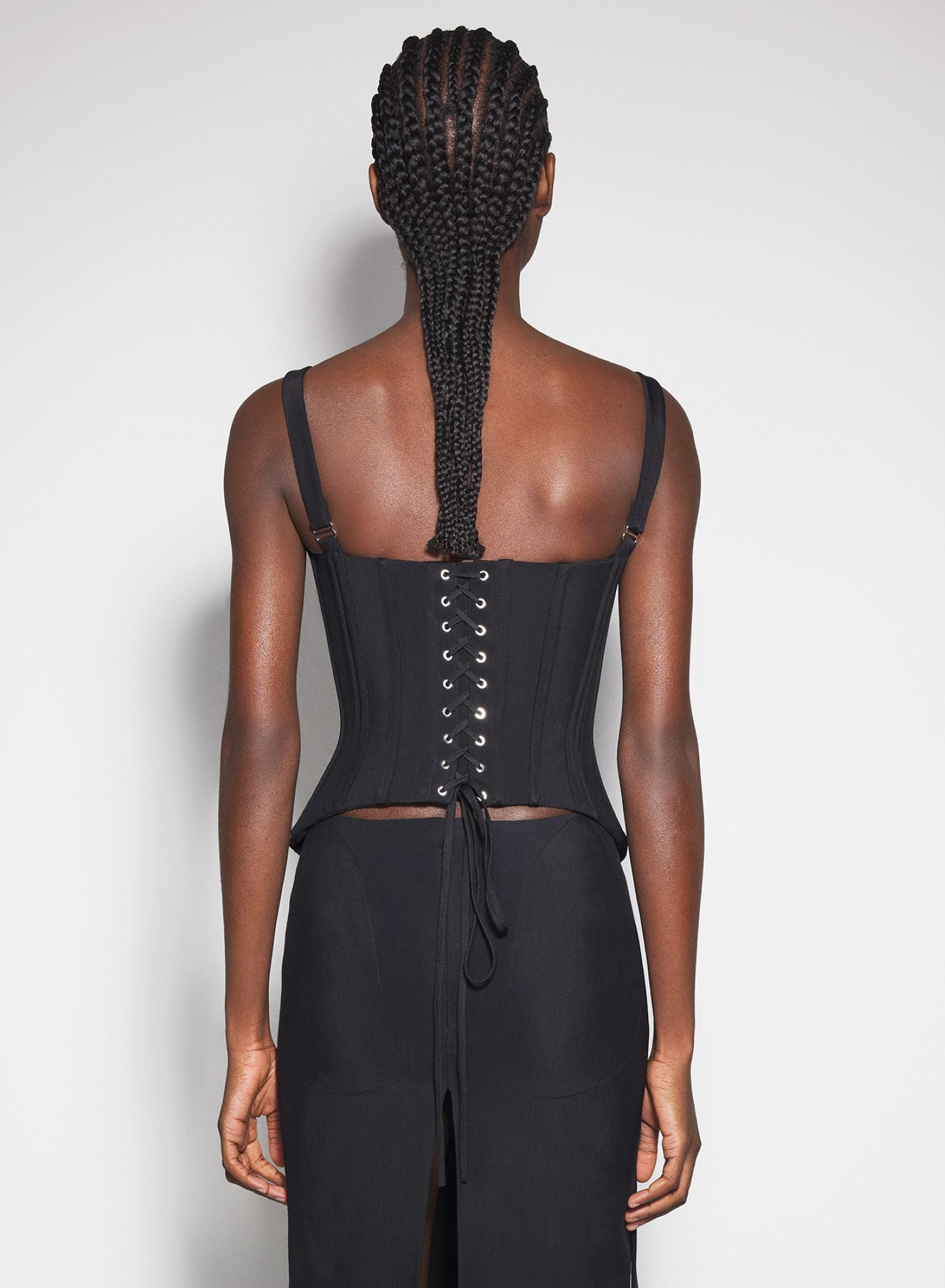 BLACK BUCKLED CORSET TOP