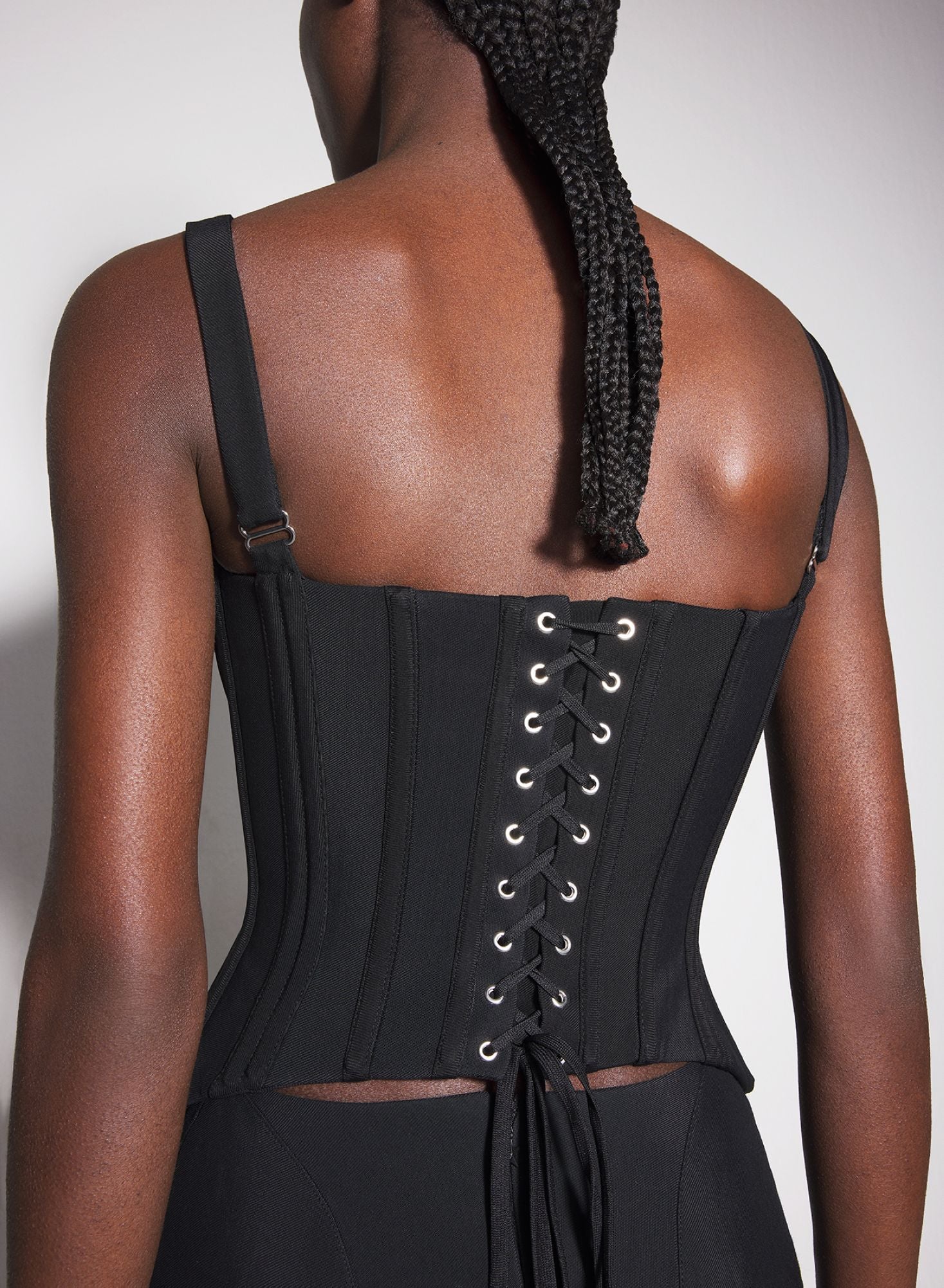 BLACK BUCKLED CORSET TOP