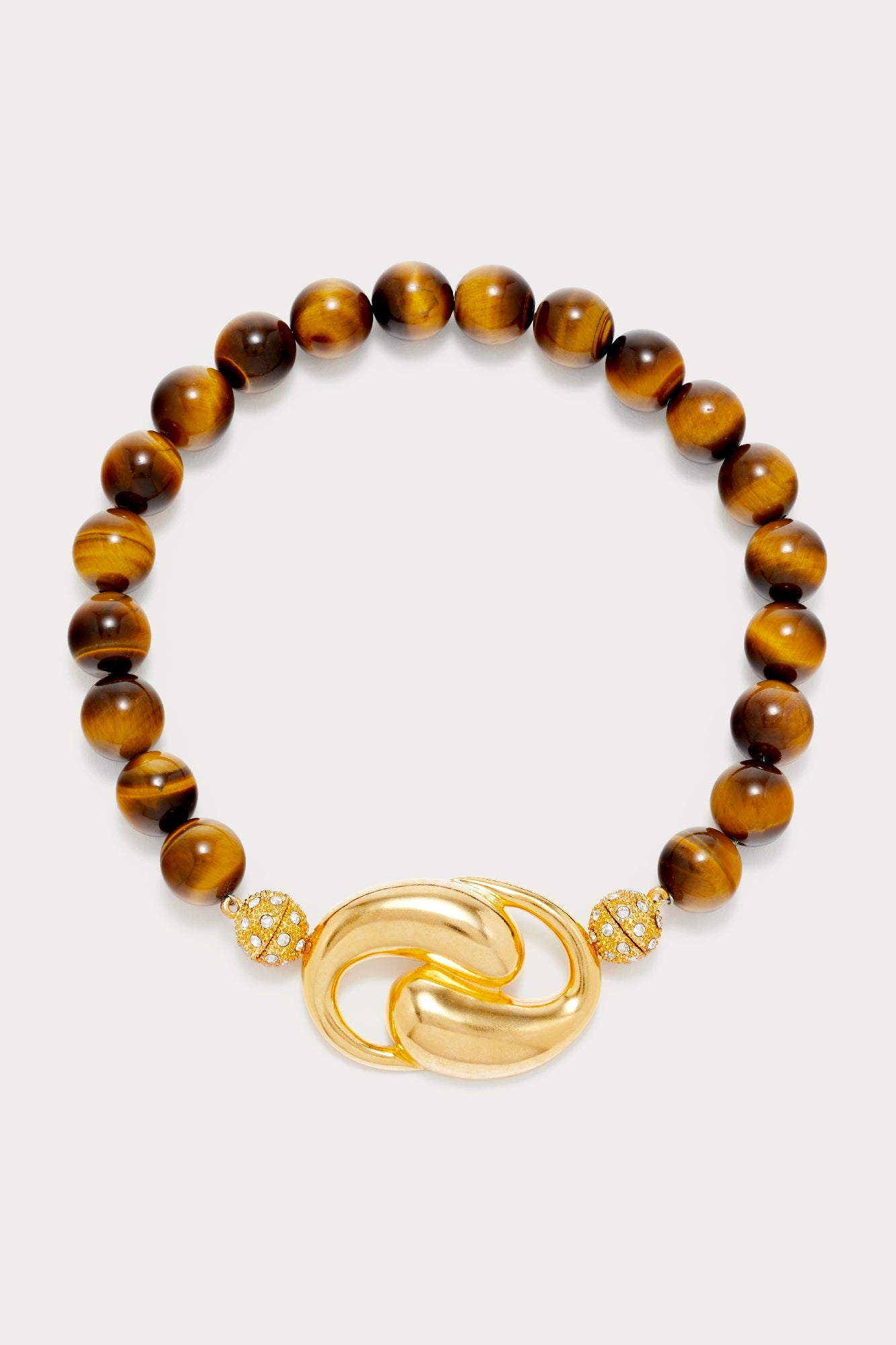 4qty NEW / TIGER EYE  ELIZABETH CANDIES KNOT collier avec fermoir plaqué or