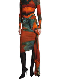 ARCHIVE PRINT // archive print ruched skirt
