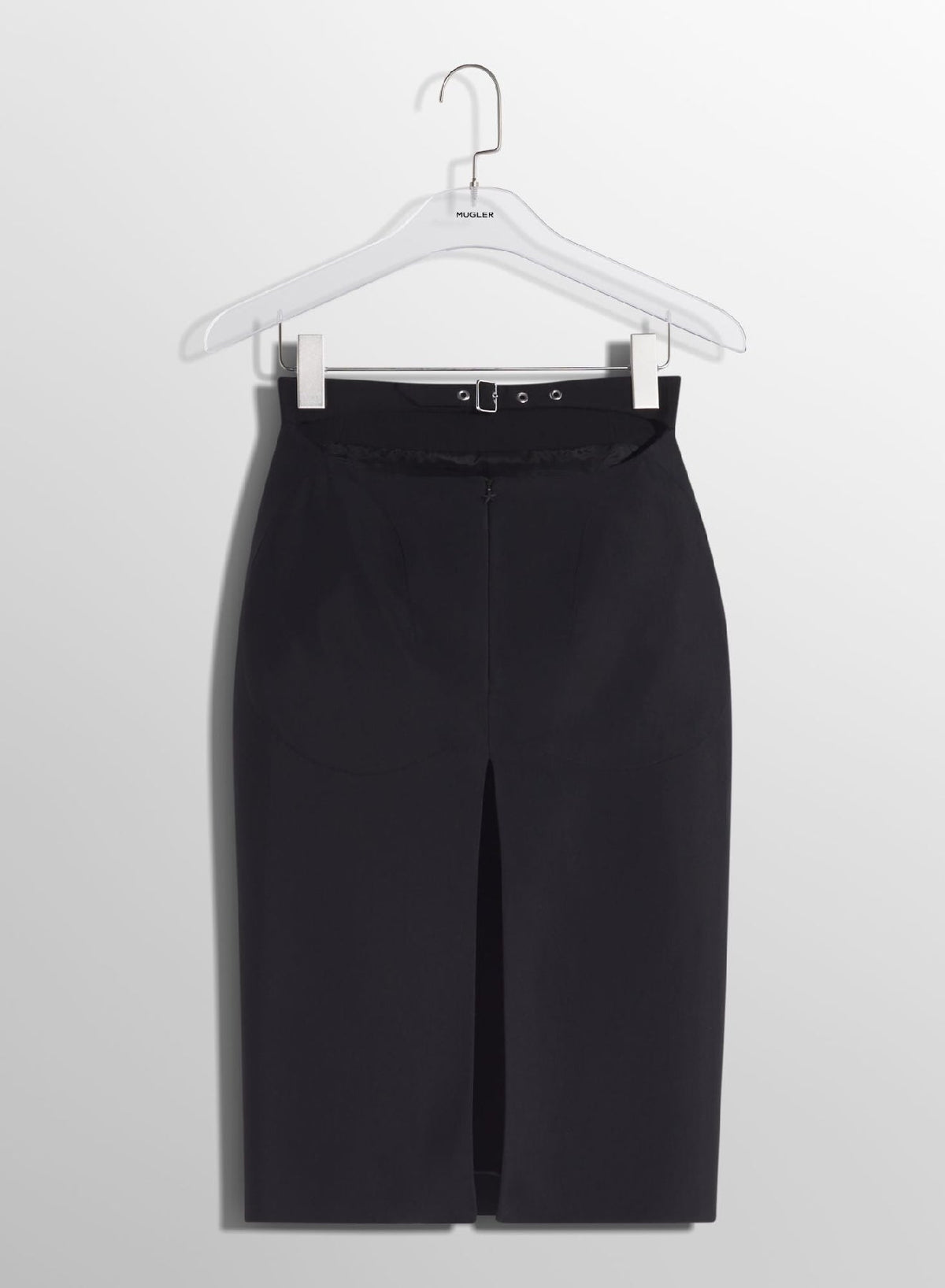 BLACK // black buckled tailored skirt