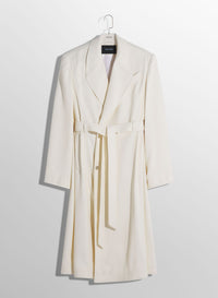 OFF-WHITE RIBBED BELTED COAT