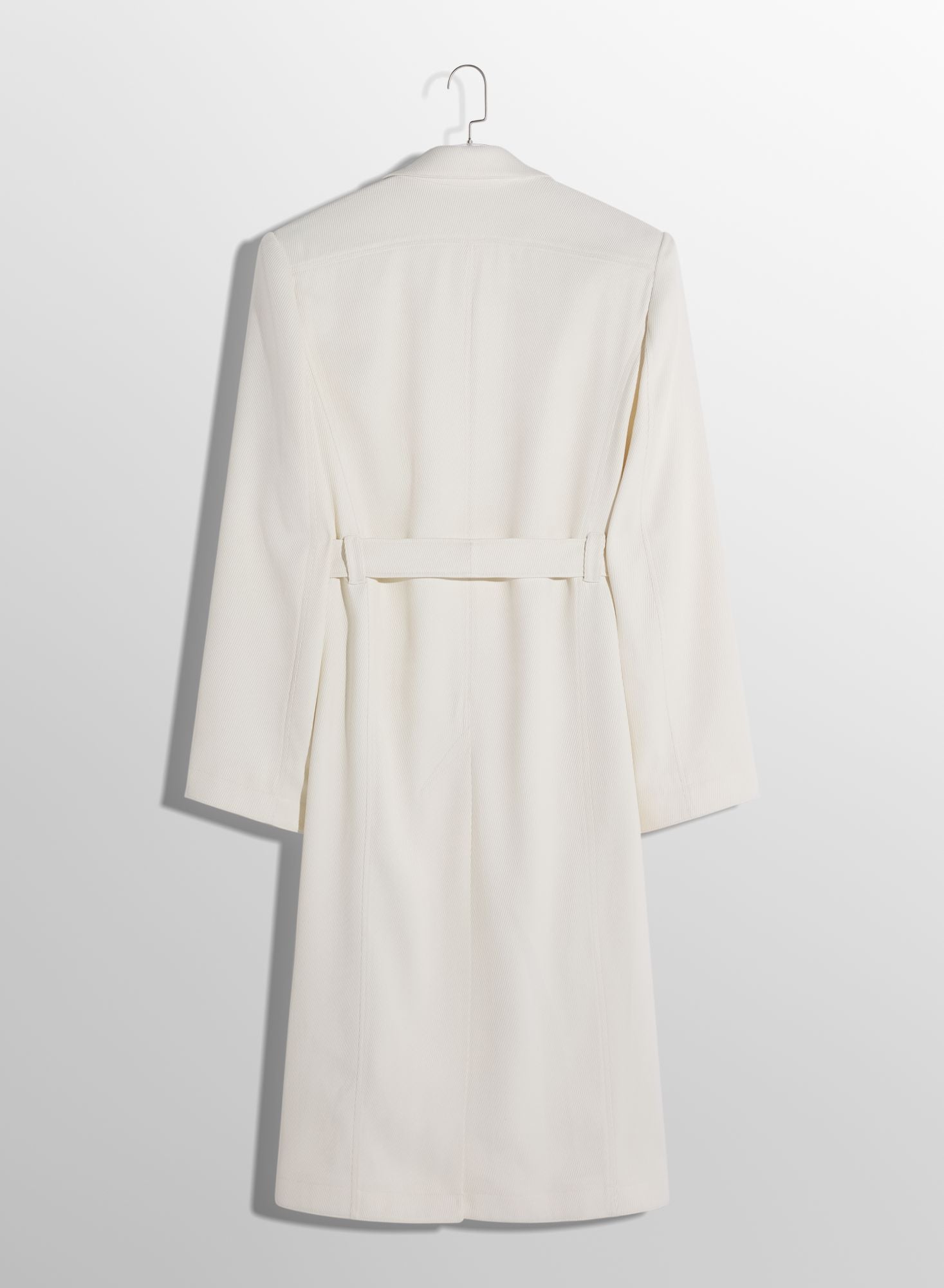 OFF-WHITE RIBBED BELTED COAT