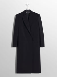 BLACK SINGLE-BREASTED WOOL COAT