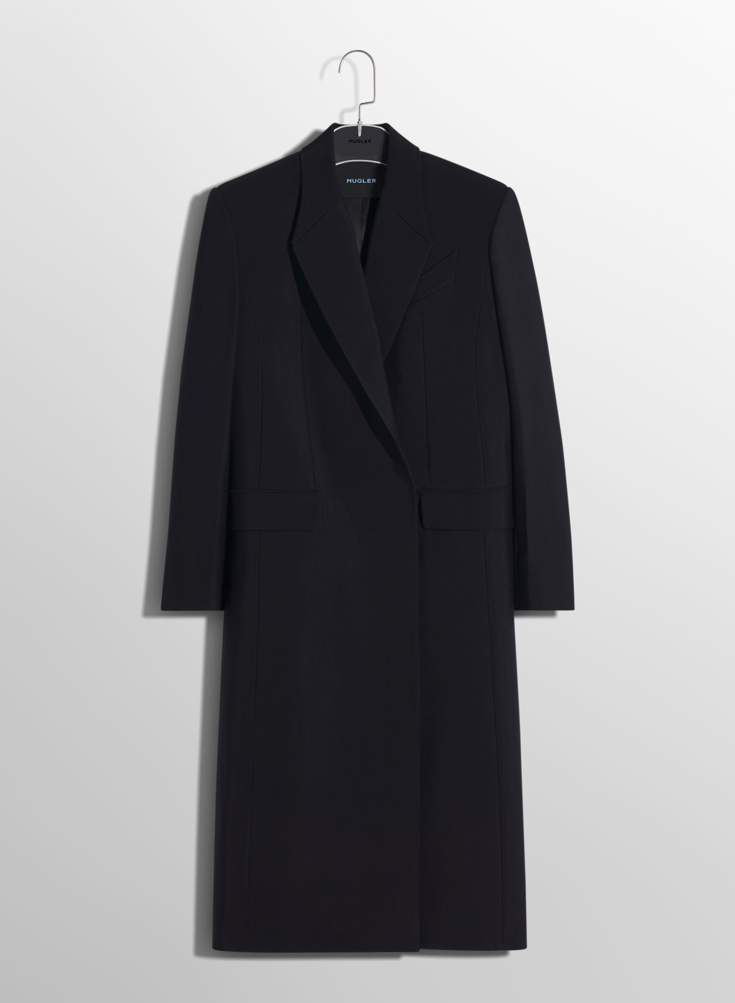 BLACK SINGLE-BREASTED WOOL COAT