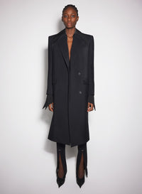 BLACK SINGLE-BREASTED WOOL COAT