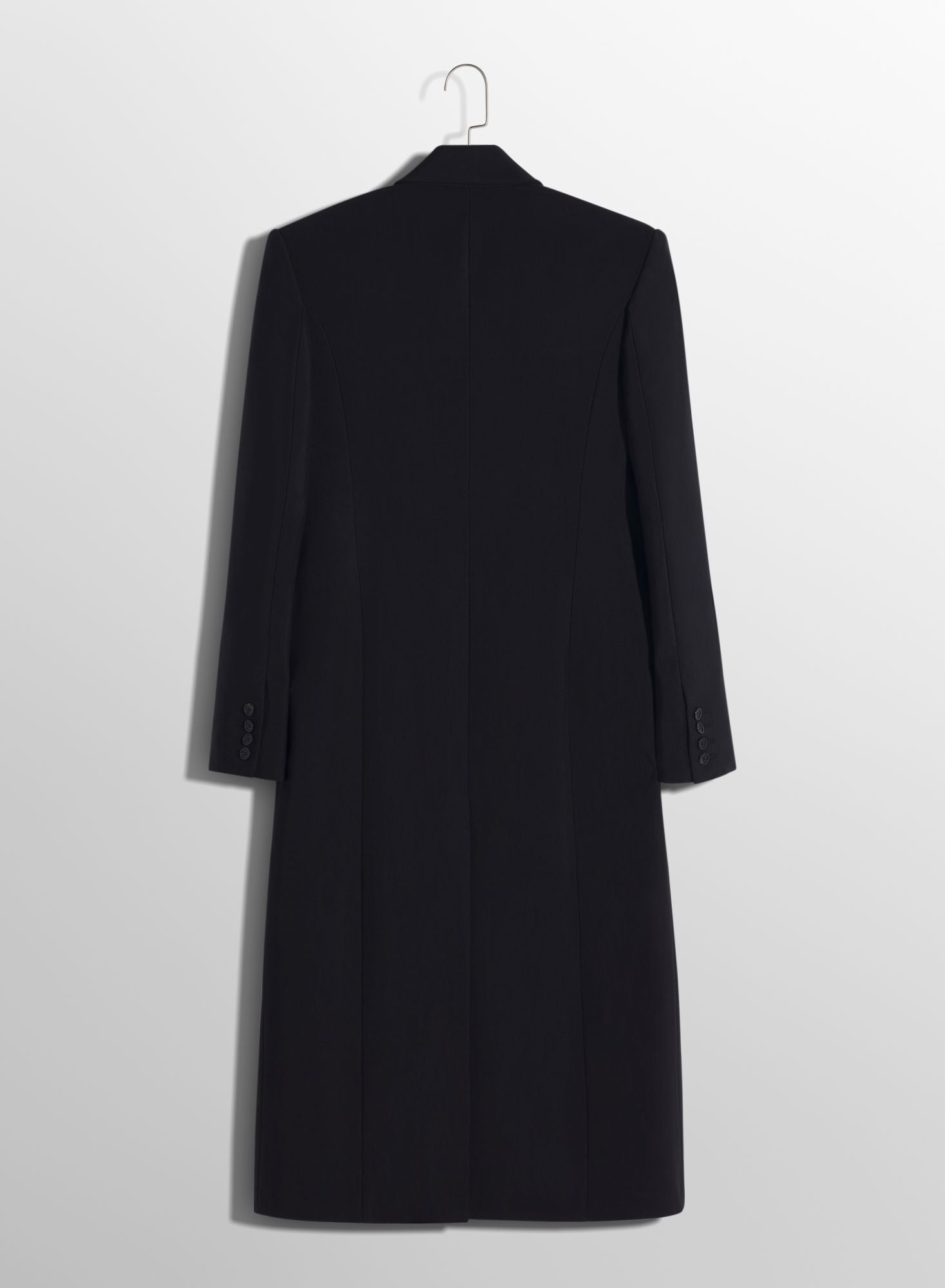BLACK SINGLE-BREASTED WOOL COAT