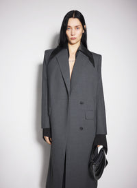 Manteau en laine à simple boutonnage - Gris