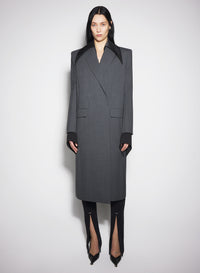 Manteau en laine à simple boutonnage - Gris