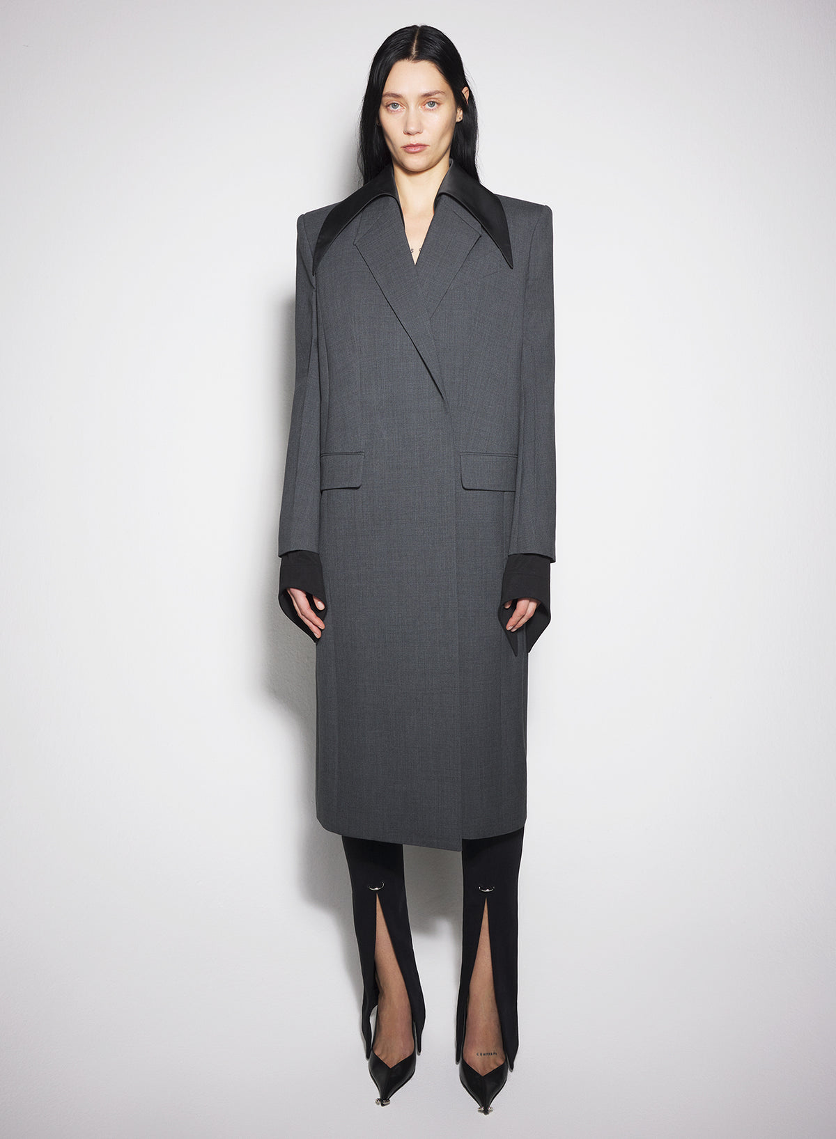 Manteau en laine à simple boutonnage - Gris