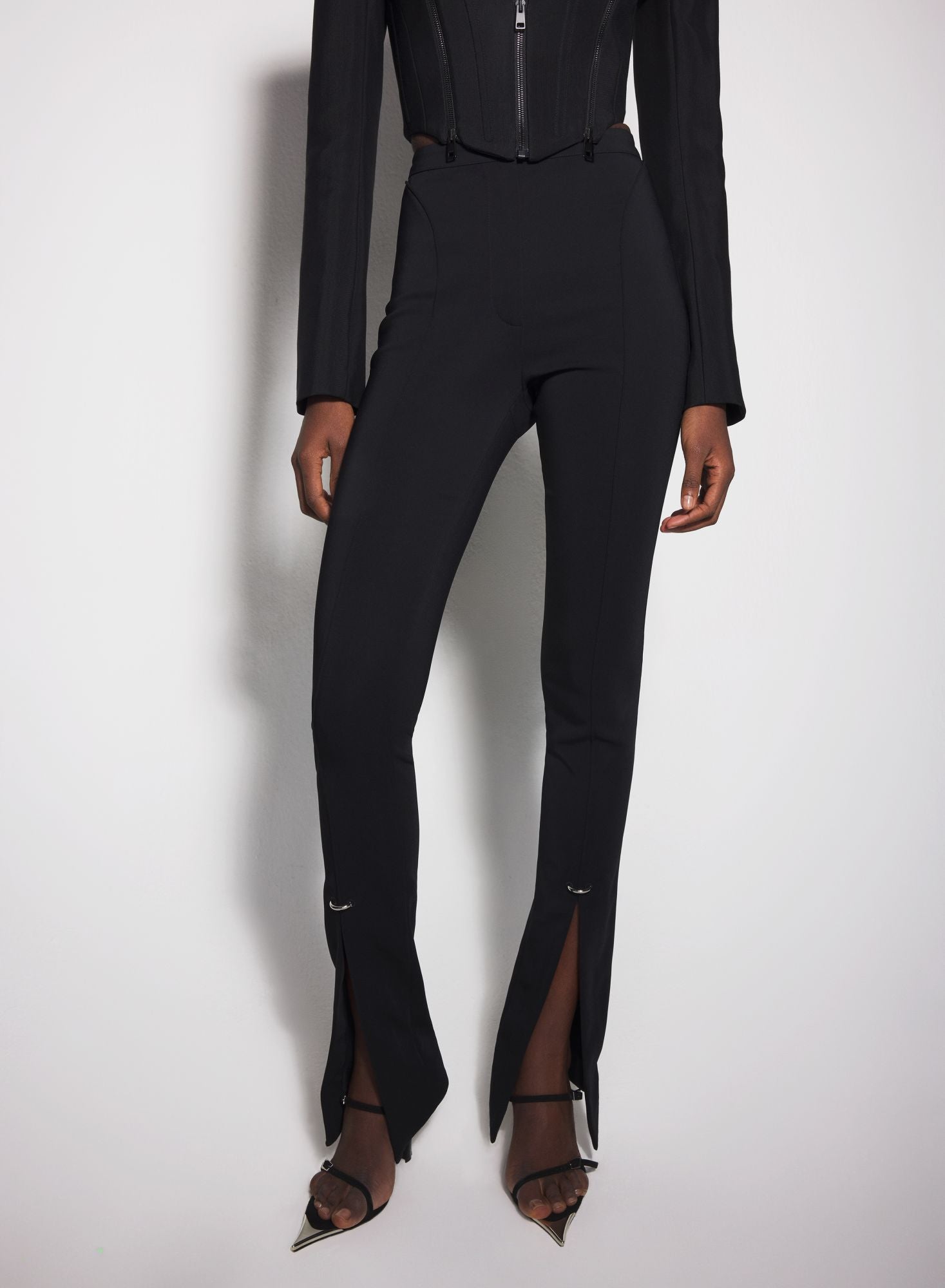 BLACK PIERCED PANTS