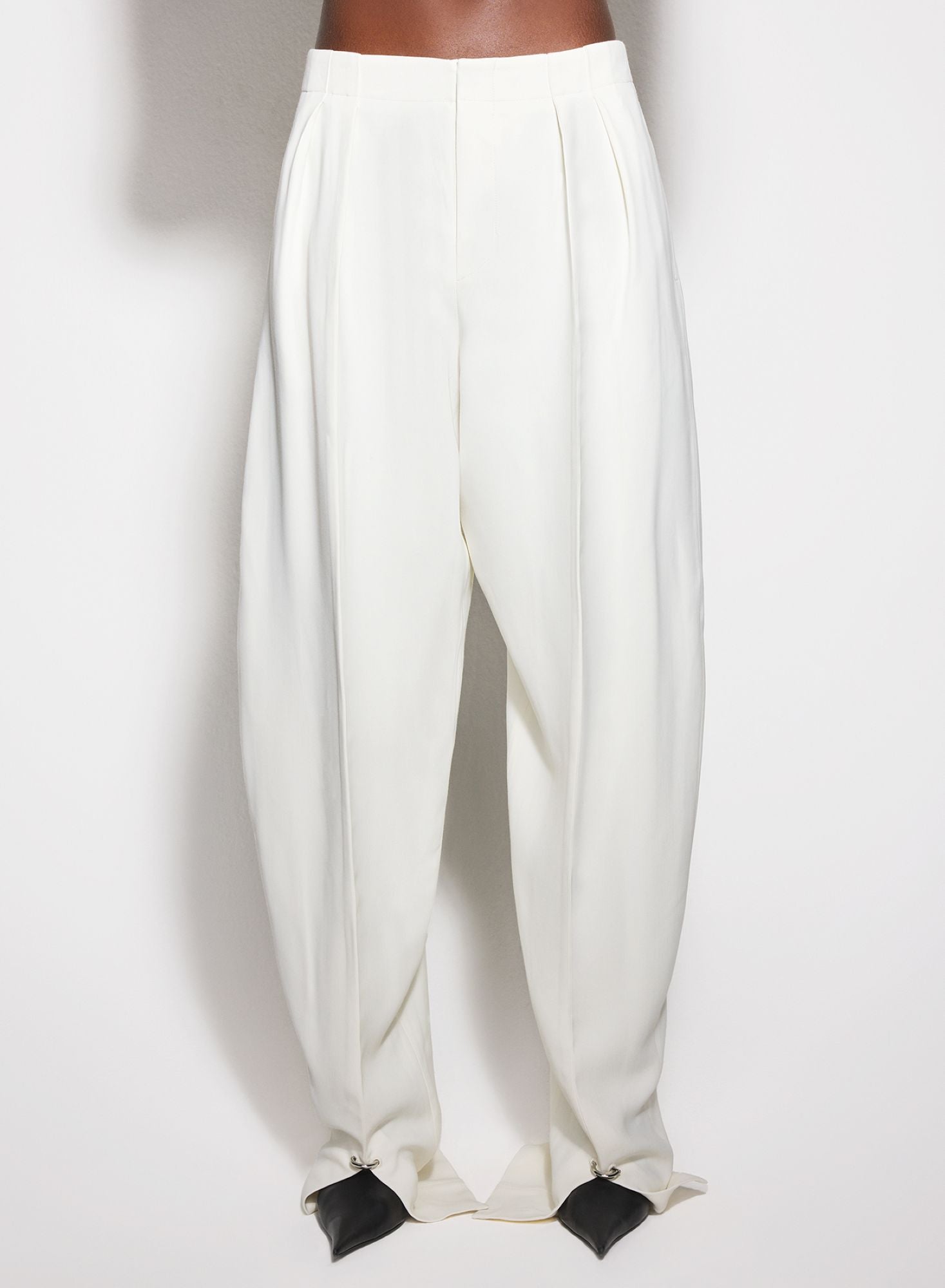 OFF-WHITE PIERCED LOOSE TAILORED TROUSERS