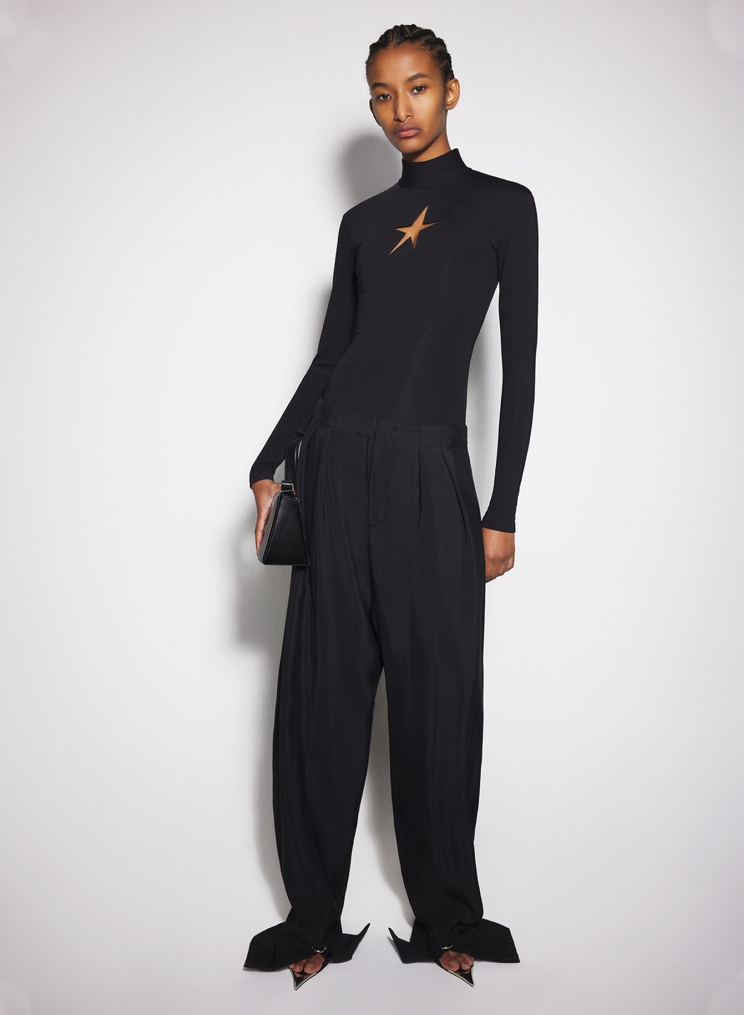 OFF-WHITE PIERCED LOOSE TAILORED TROUSERS