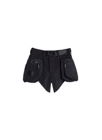 BLACK/BLACK // black technical fabric cargo shorts