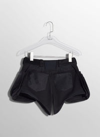 BLACK/BLACK // black technical fabric cargo shorts