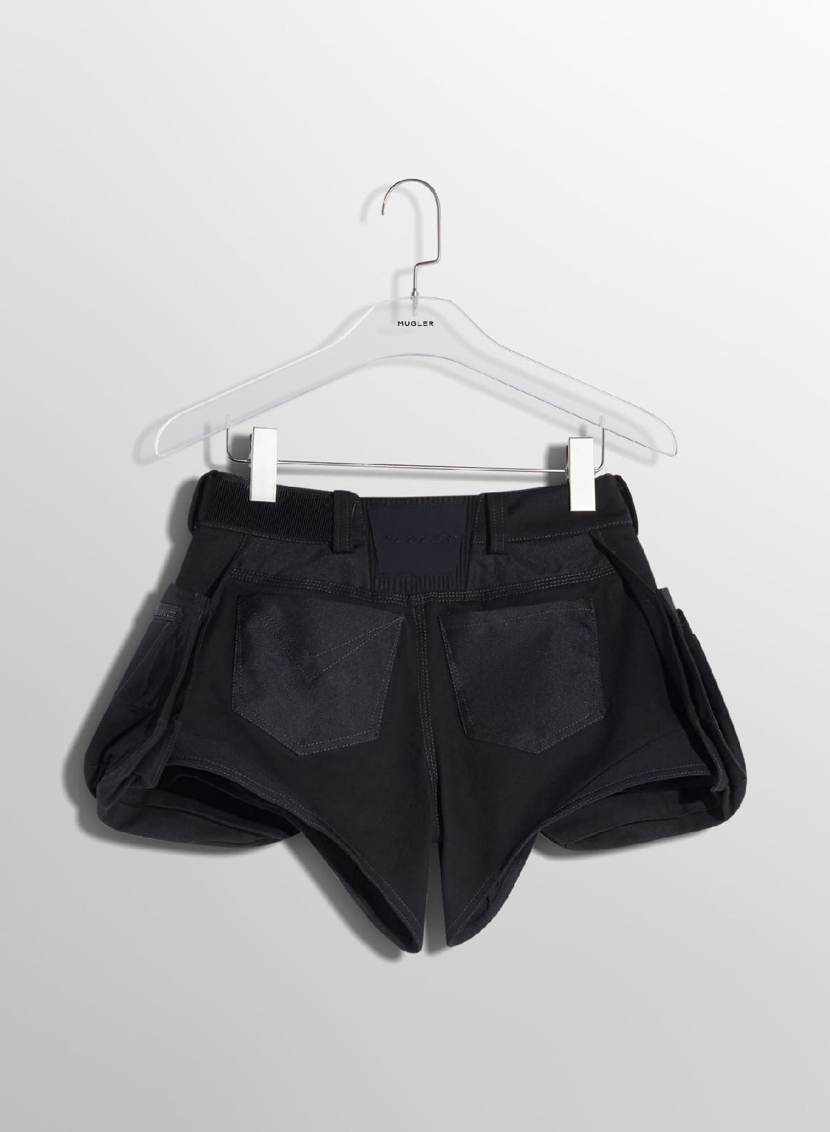 BLACK/BLACK // black technical fabric cargo shorts