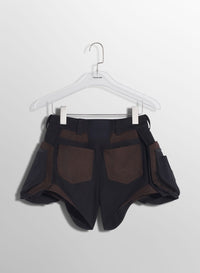 BLACK TECHNICAL FABRIC CARGO SHORTS