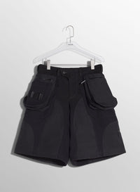 BLACK TECHNICAL FABRIC CARGO SHORTS