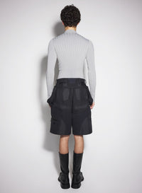 BLACK TECHNICAL FABRIC CARGO SHORTS
