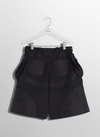 BLACK TECHNICAL FABRIC CARGO SHORTS