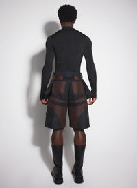 BLACK TECHNICAL FABRIC CARGO SHORTS