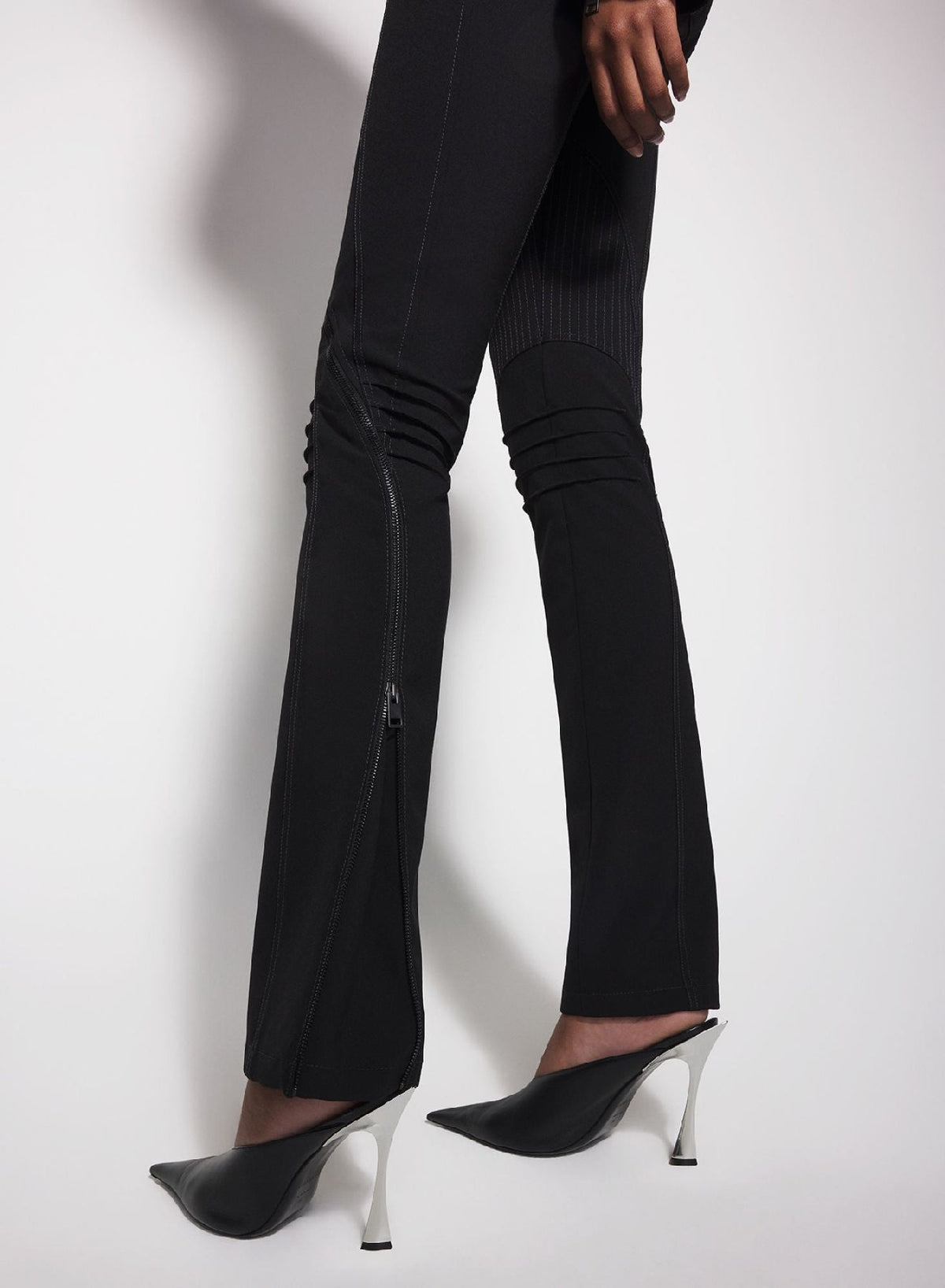 BLACK // black zipped scuba pants