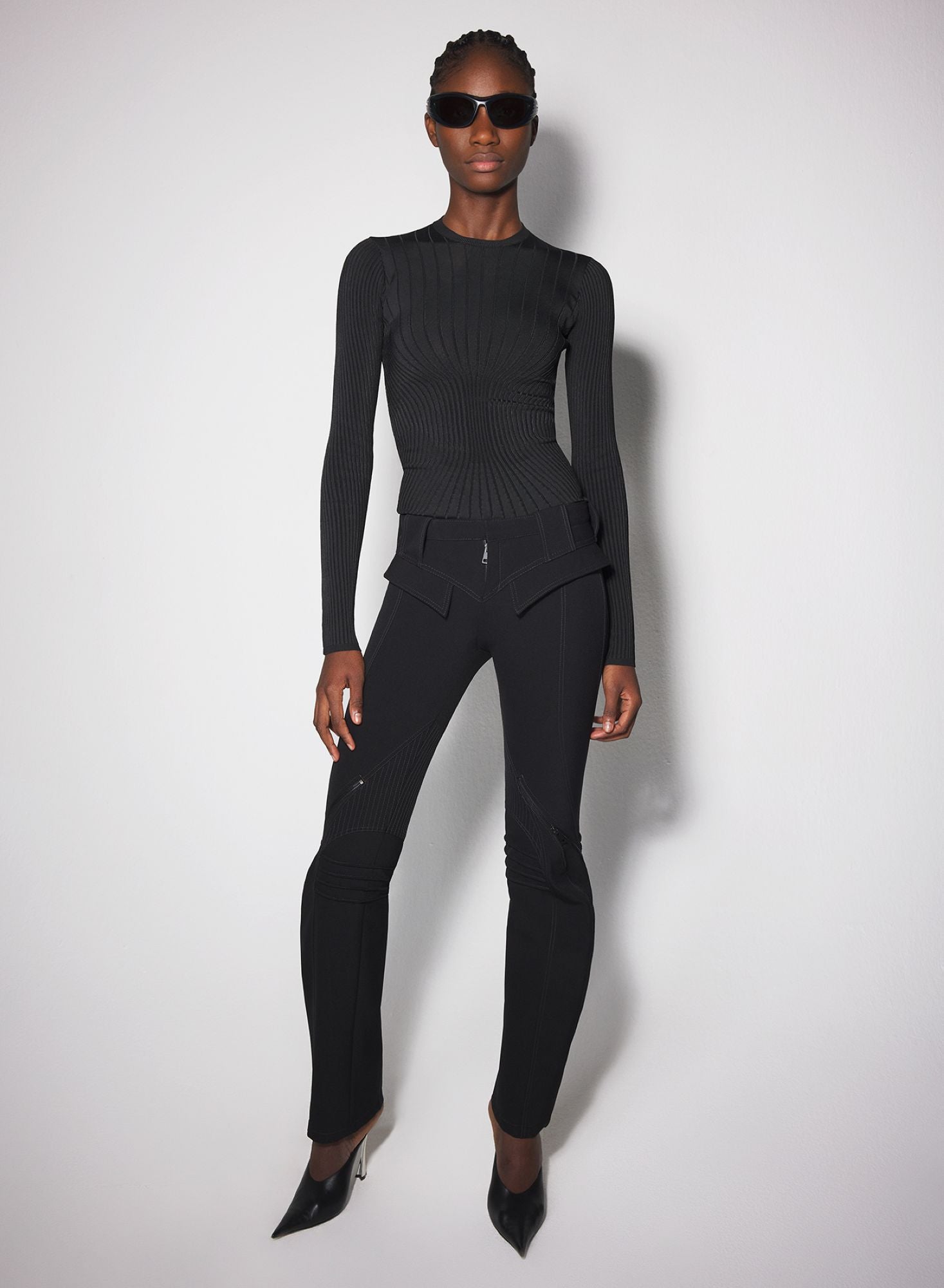 BLACK ZIPPED SCUBA PANTS