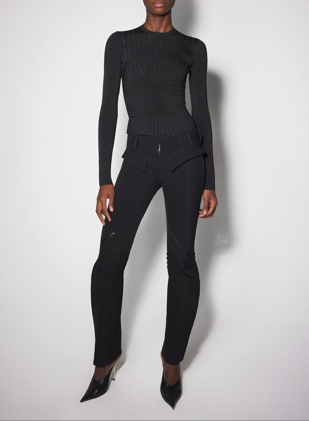 BLACK // black zipped scuba pants